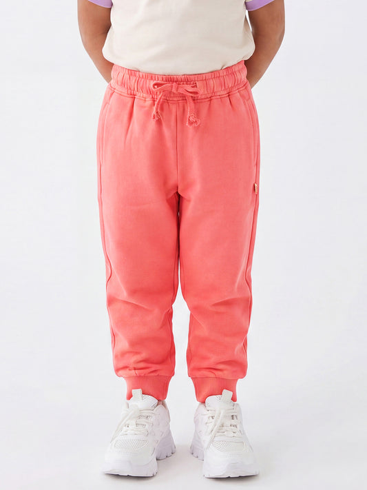Pink Pop Cotton Joggers for Girls