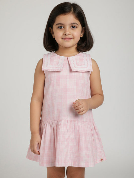 Pink 100% Cotton Peter Pan Collar Dress