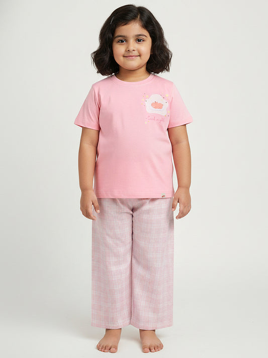 Pink 100% Cotton Nightsuit Set