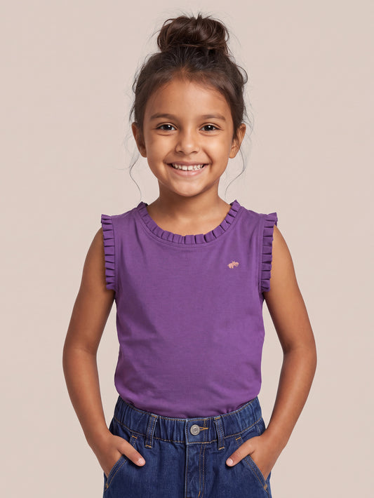 Dainty Frill T-shirt in Purple for Girls