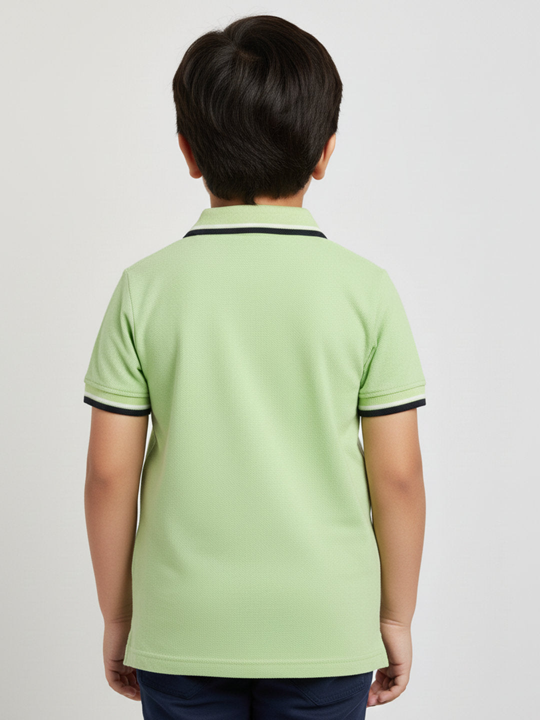 Green 100% Cotton Short Sleeves Polo Collar T-shirt