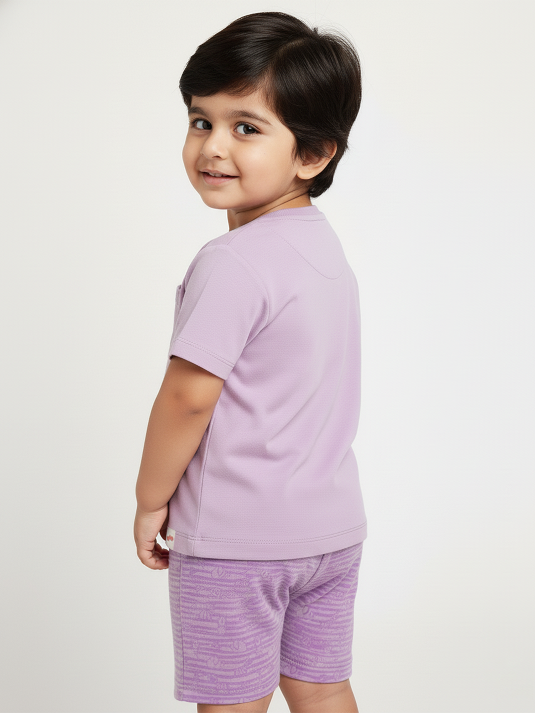 Purple 100% Cotton Regular Fit Printed Coord Set