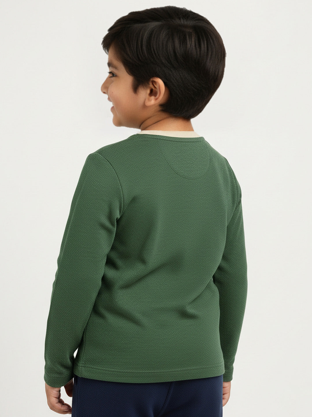 Green Mélange 100% Cotton Regular Long Sleeves T-shirt