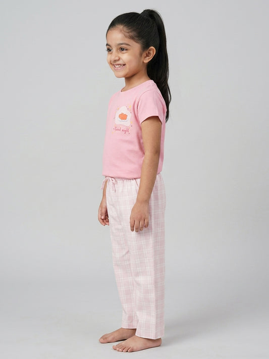 Good Night Peach Nightsuit for Girls (Pink)