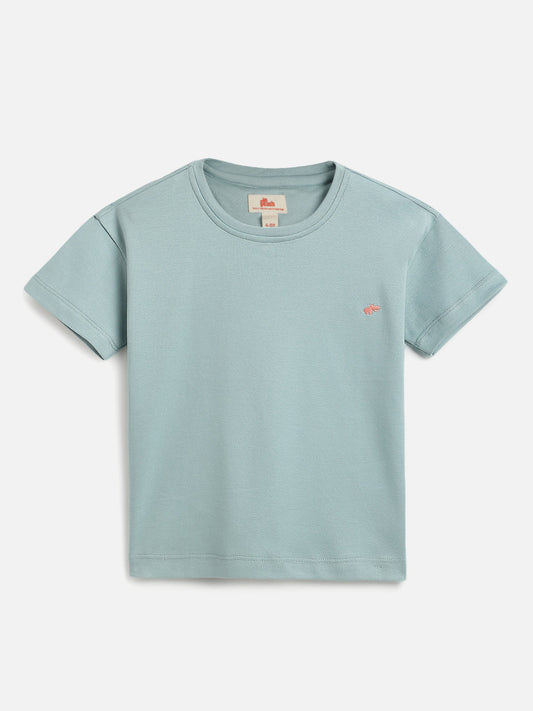 Light Blue 100% Cotton Interlock Oversized Fit Short Sleeves T-shirt