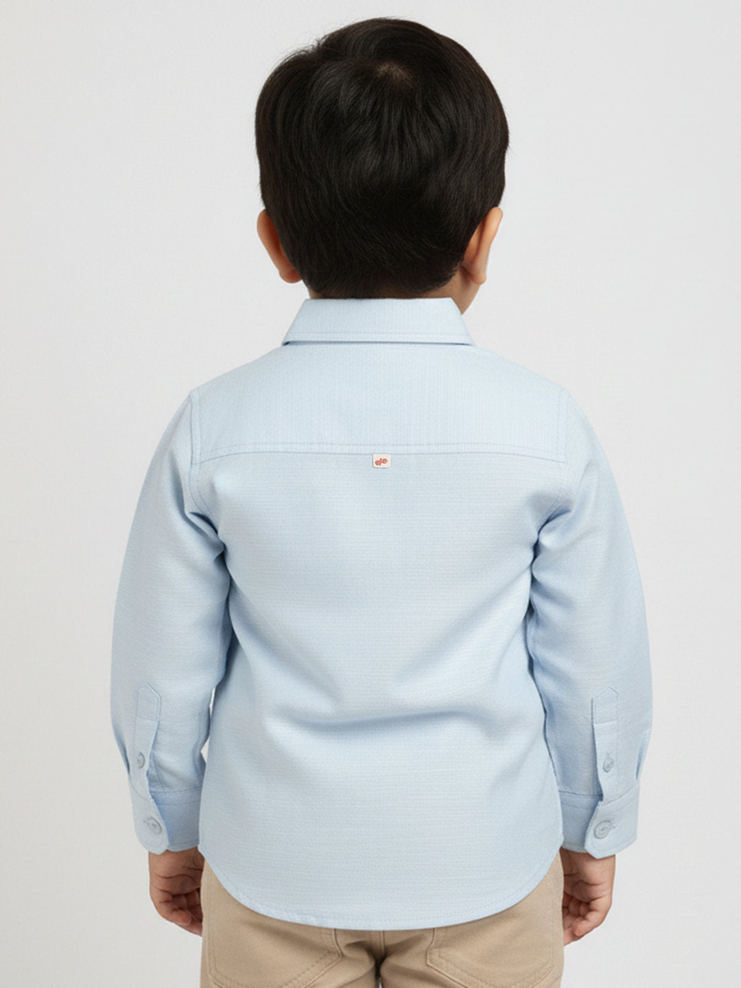 Easy to Wear Blue 100% Cotton Formal Shirt for Toddlers with Zip and Faux Buttons