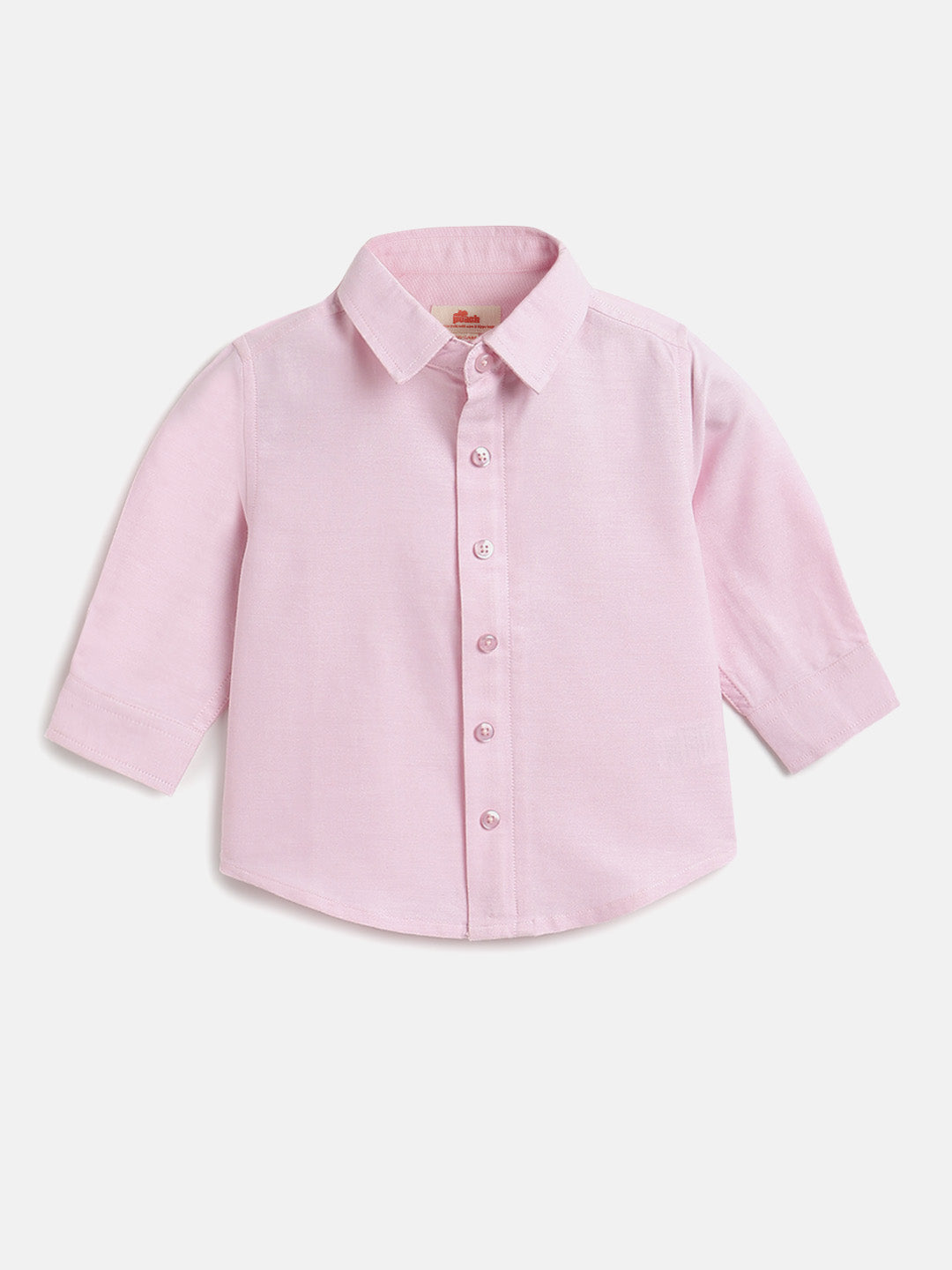 Easy to Wear Pink 100% Cotton Formal Shirt for Toddlers with Zip and Faux Buttons