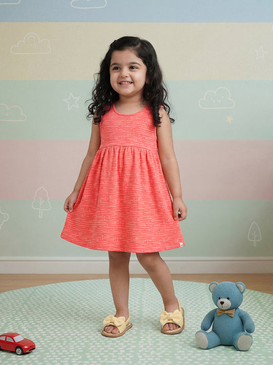 Pink 100% Cotton Cross Back Sleeveless Dress