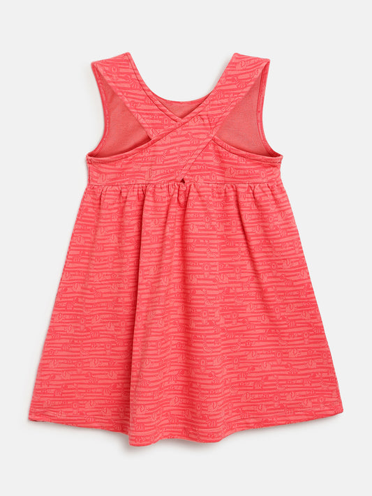 Pink 100% Cotton Cross Back Sleeveless Dress