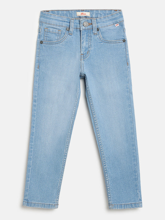 Light Blue Cotton Slim Fit Stretchable Jeans for Boys