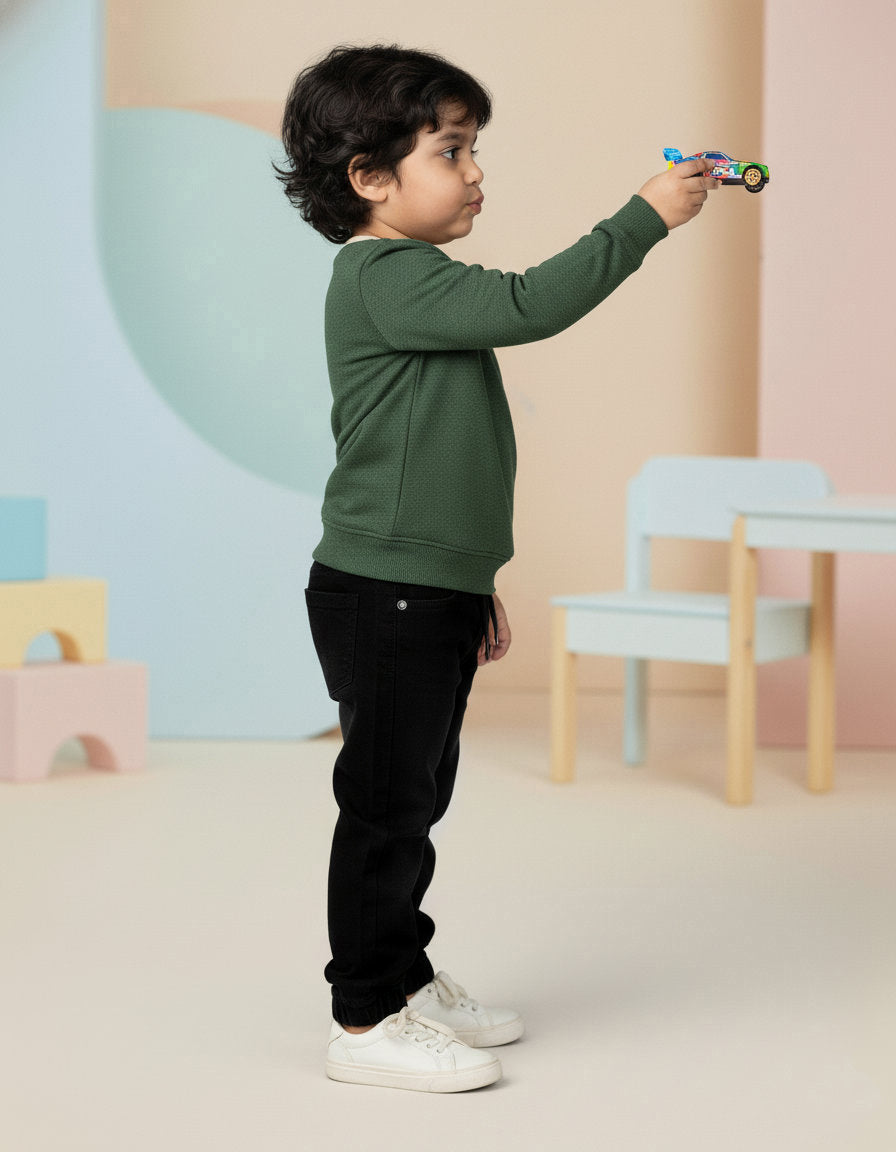 Black Cotton Comfortable and Stretchable Jogger Jeans for Boys