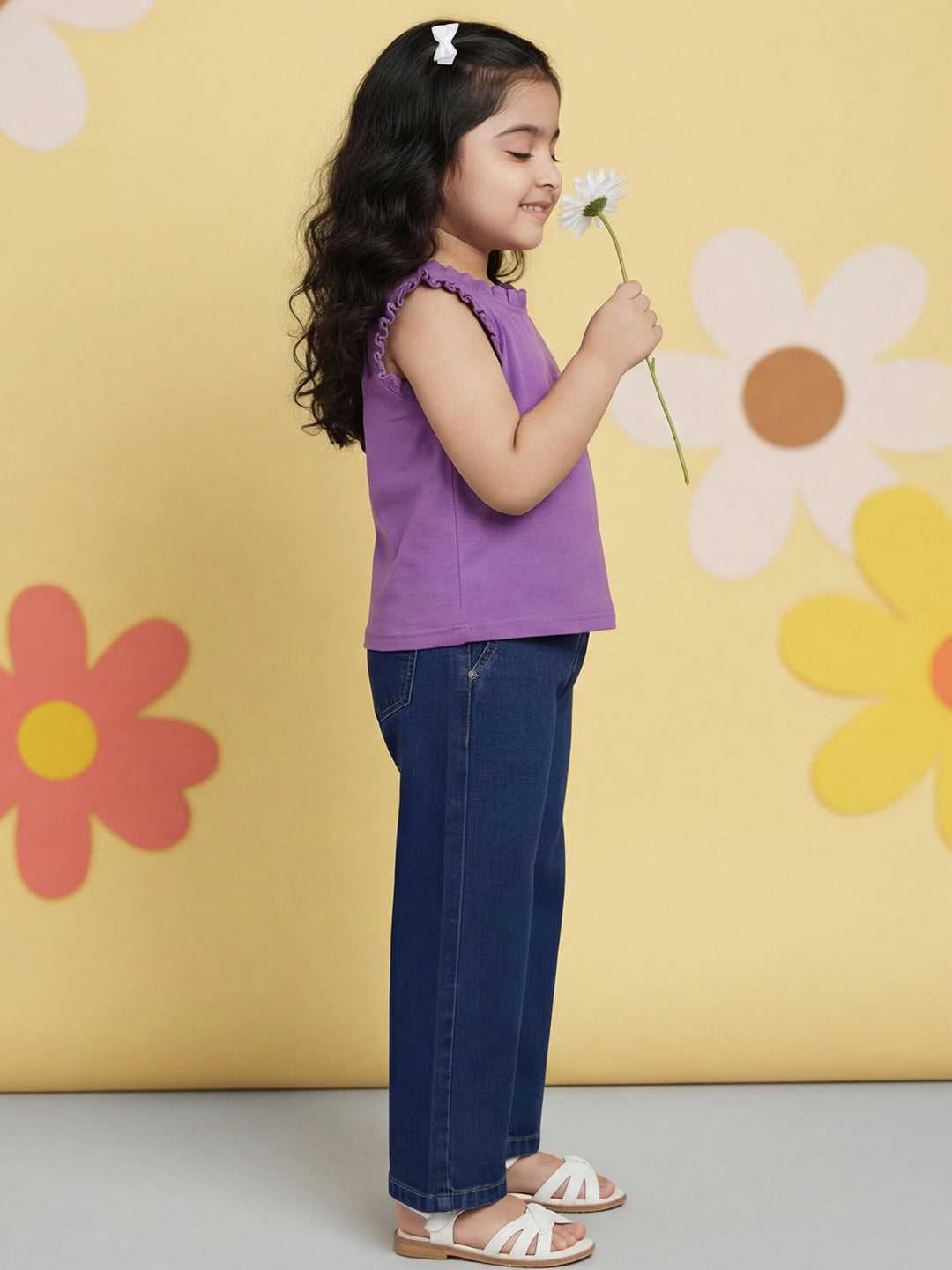 Indigo 100% Cotton Comfortable and Stylish Wide Leg Jeans for Girls