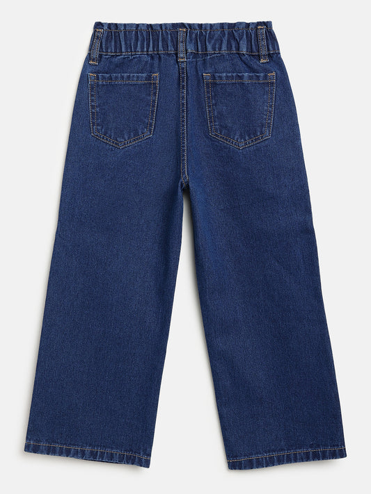 Indigo 100% Cotton Comfortable and Stylish Wide Leg Jeans for Girls