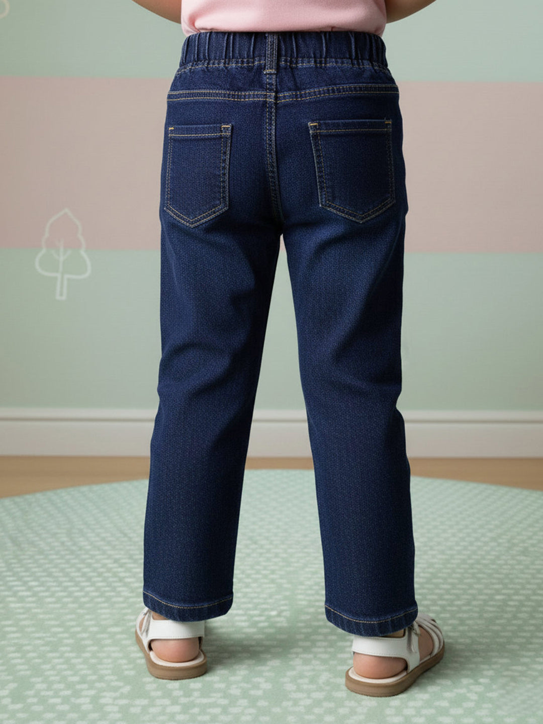 Indigo Cotton Comfortable and Stretchable Straight Fit Jeans for Girls