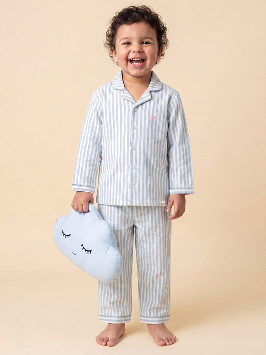 Good Night Peach Nightsuit (White and Green)