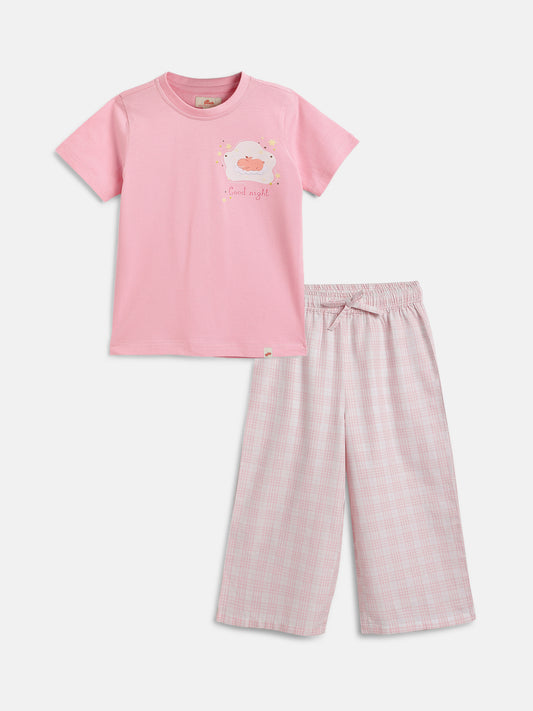 Pink 100% Cotton Nightsuit Set