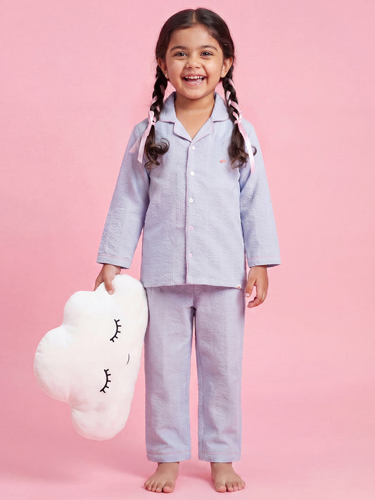 Good Night Peach Nightsuit (Blue and Pink)
