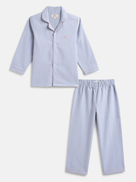 Good Night Peach Nightsuit (Blue and Pink)