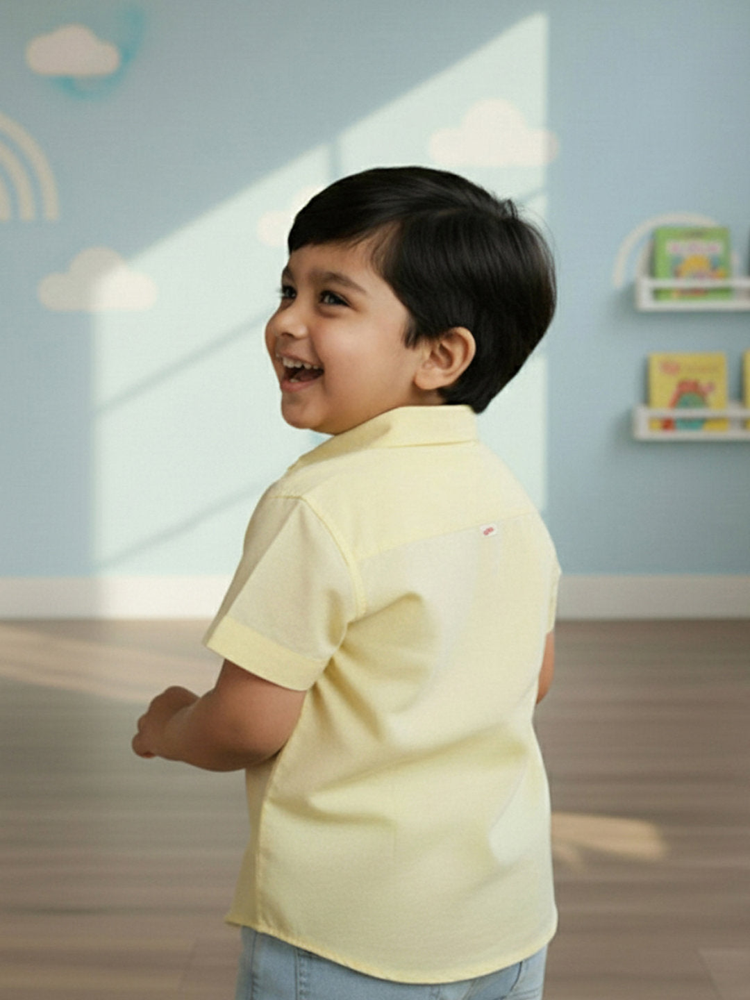 Yellow 100% Cotton Resort Collar Half Sleeve Casual Shirt