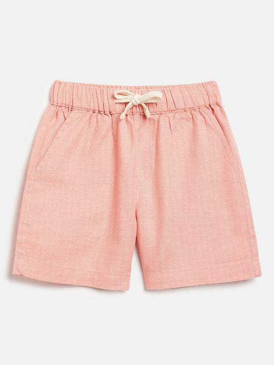 Pink 100% Cotton Slub Shorts