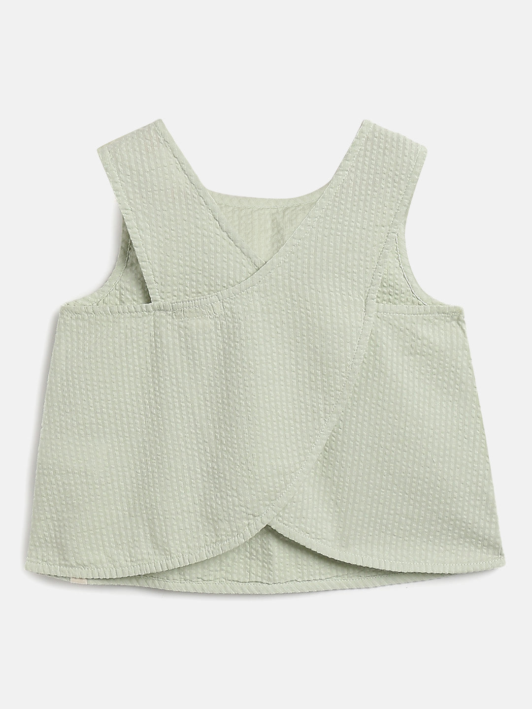 Pastel Green 100% Cotton Seer Sucker Cross Back Sleeveless Top