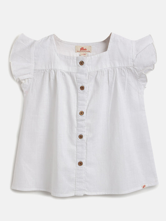 White 100% Cotton Slub Top