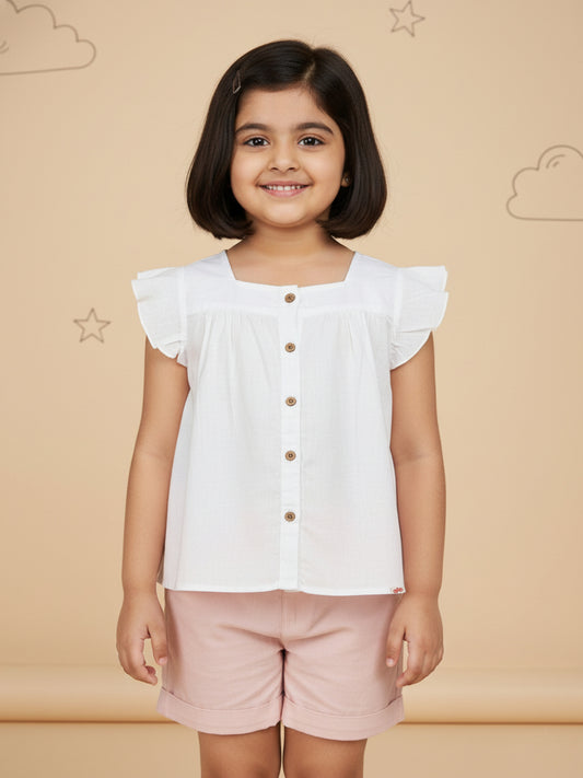 White 100% Cotton Slub Top