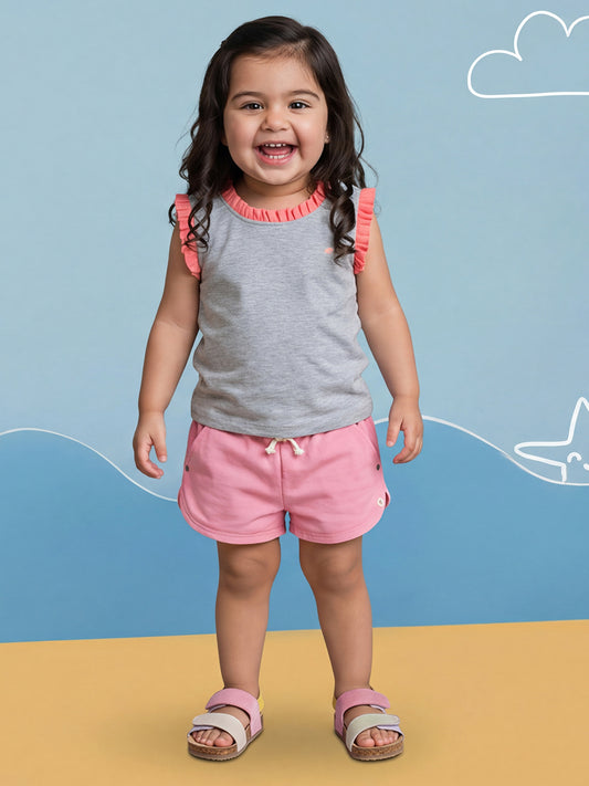 Grey Mélange 100% Cotton Sleeveless T-shirt