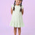 Soothing Stripes Frill Sleeves Dress for Girls (Green)