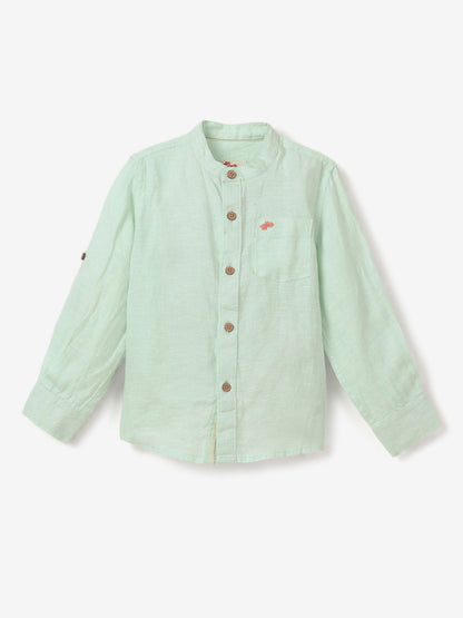 The Timeless Roll-up Sleeve Shirt for Boys (Green)