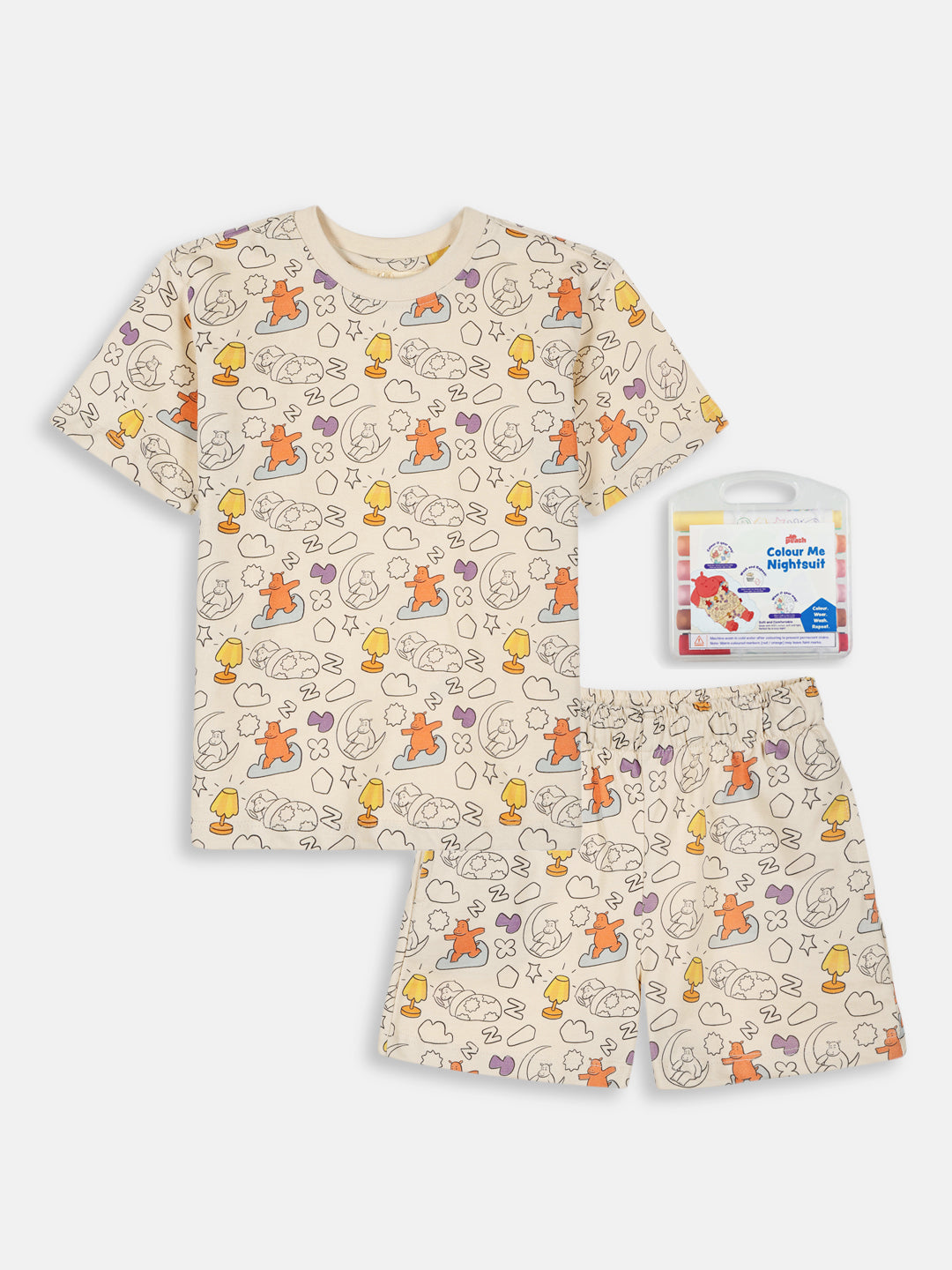 Colour Me Nightsuit for Girls | With Free Washable Markers