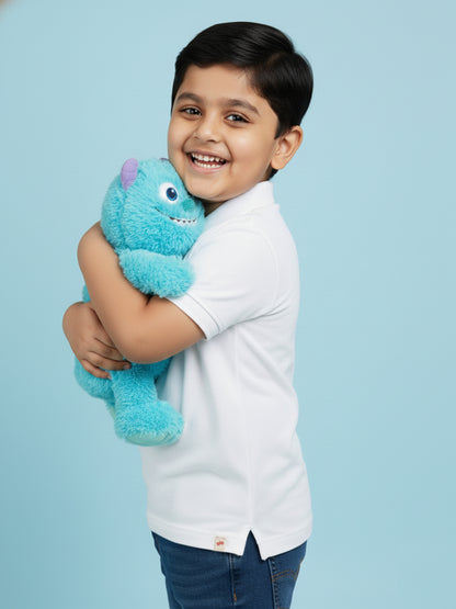 White 100% Cotton Short Sleeves Polo Collar T-shirt