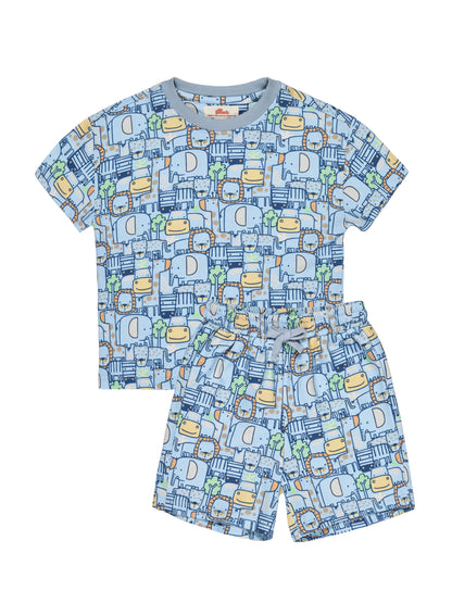 Jungle Friends Oversized Coord Set for Boys (Blue)