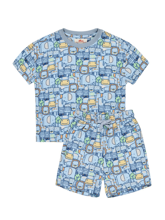 Jungle Friends Oversized Coord Set for Boys (Blue)