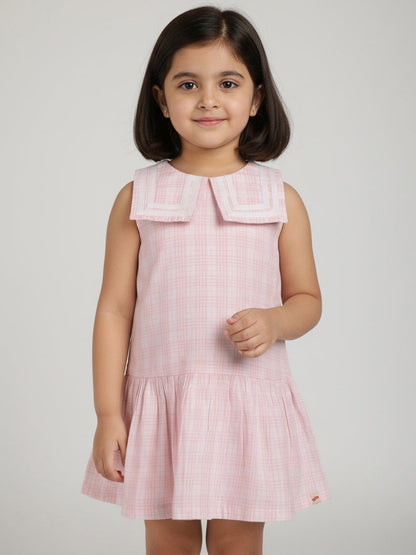Pink 100% Cotton Peter Pan Collar Dress