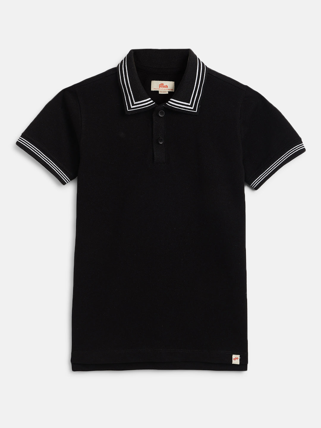 Black 100% Cotton Short Sleeves Polo Collar T-shirt