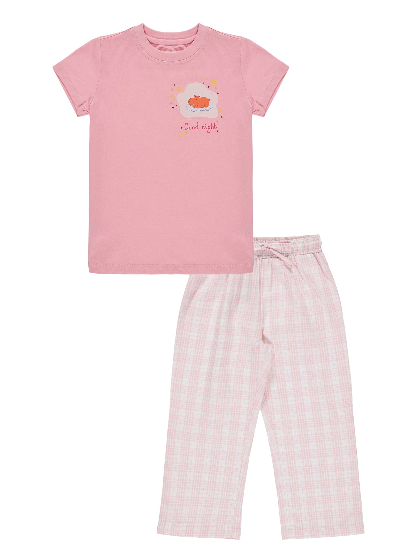 Good Night Peach Nightsuit for Girls (Pink)