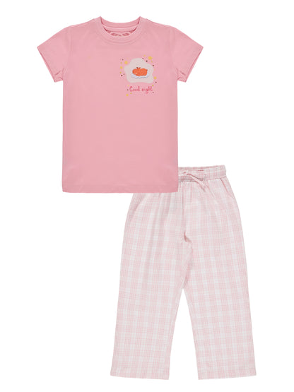 Good Night Peach Nightsuit for Girls (Pink)