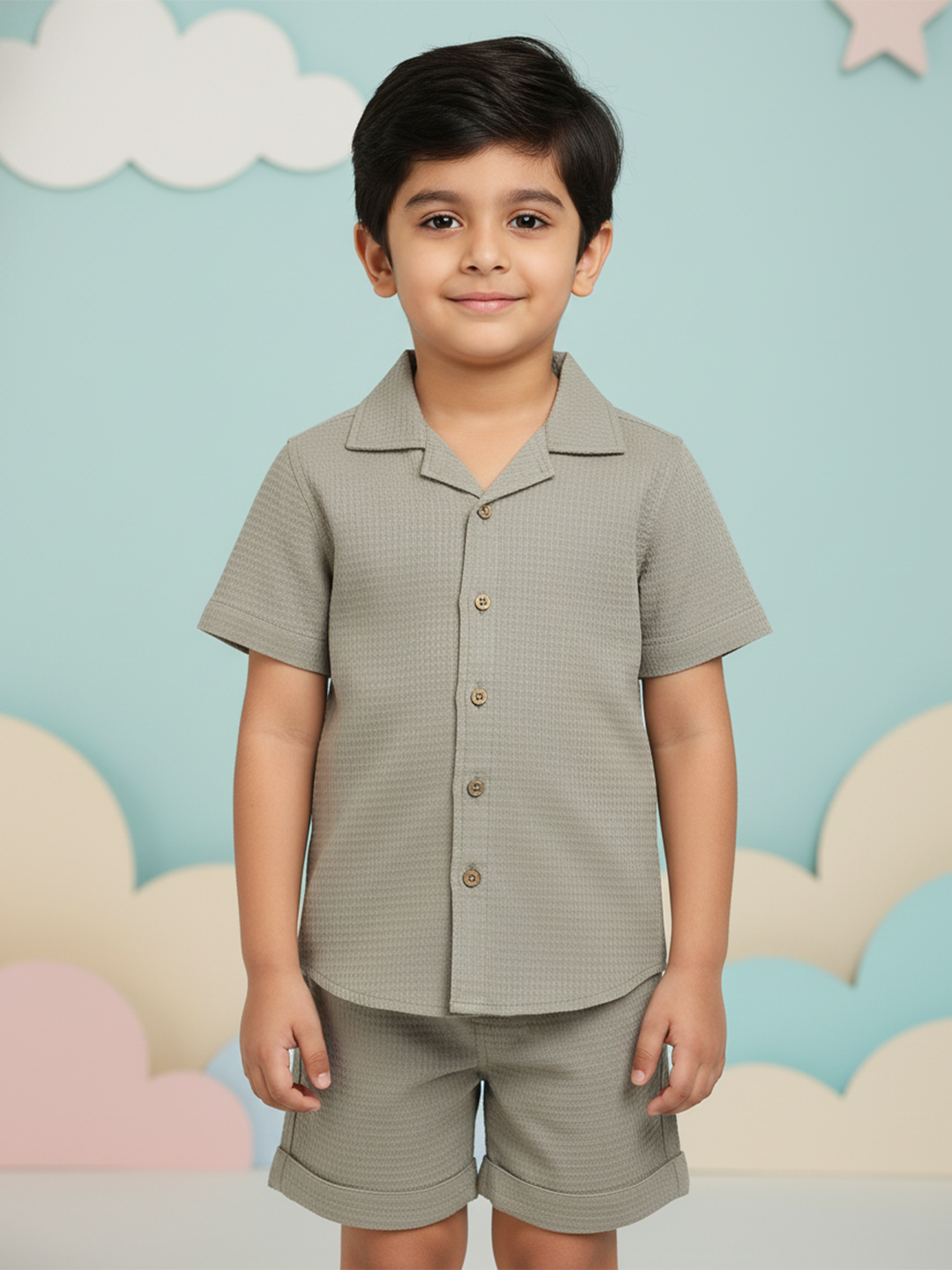 Olive 100% Cotton Waffle Textured Coord Set