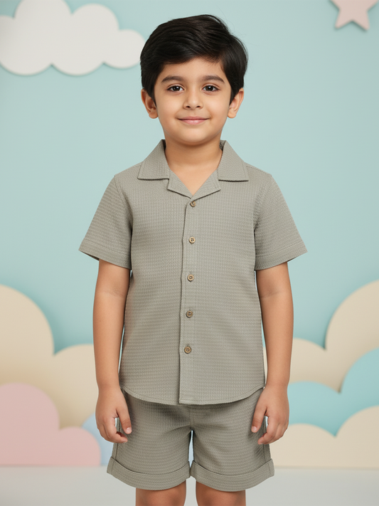 Olive 100% Cotton Waffle Textured Coord Set