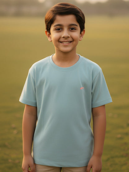 Light Blue 100% Cotton Interlock Oversized Fit Short Sleeves T-shirt