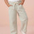 Green Striped Cotton Linen Relaxed Fit Trousers