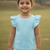 Bloom Frill Sleeve Stretch Top for Girls (Sky Blue)