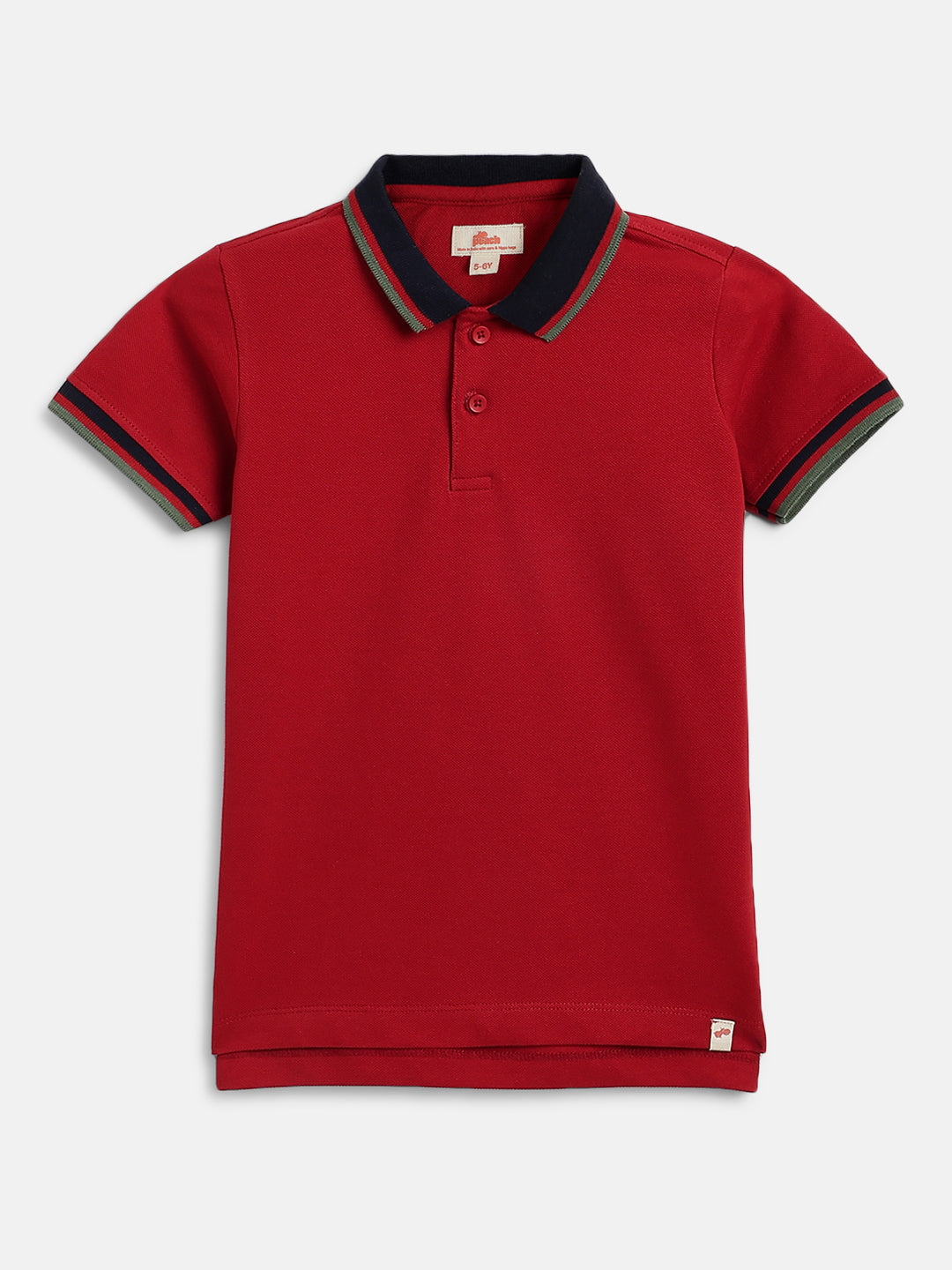 Red 100% Cotton Short Sleeves Polo Collar T-shirt