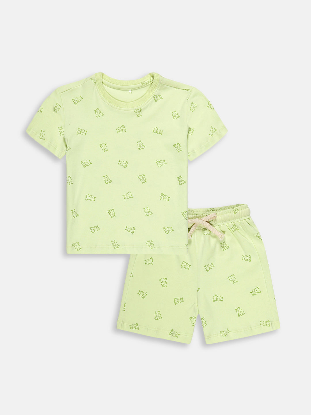 Peach Signature Oversized Coord Set for Kids (Lime Green)