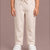 Beige Striped Cotton Linen Relaxed Fit Trousers