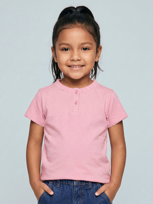 Button Up T-shirt in Pink