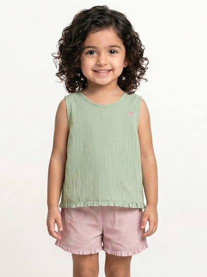 The Check This Out Coord Set for Girls (Pink and Green)