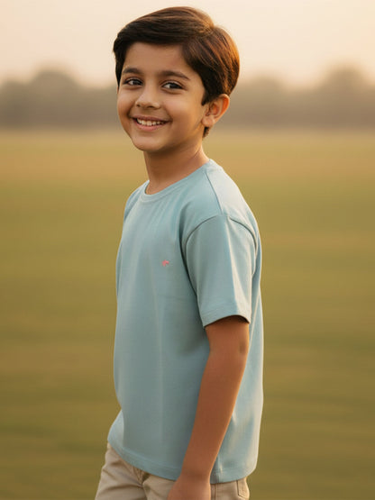 Light Blue 100% Cotton Interlock Oversized Fit Short Sleeves T-shirt