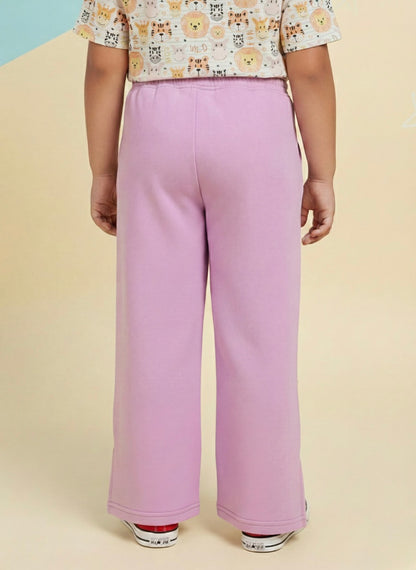 Purple 100% Cotton Flared Track Pants